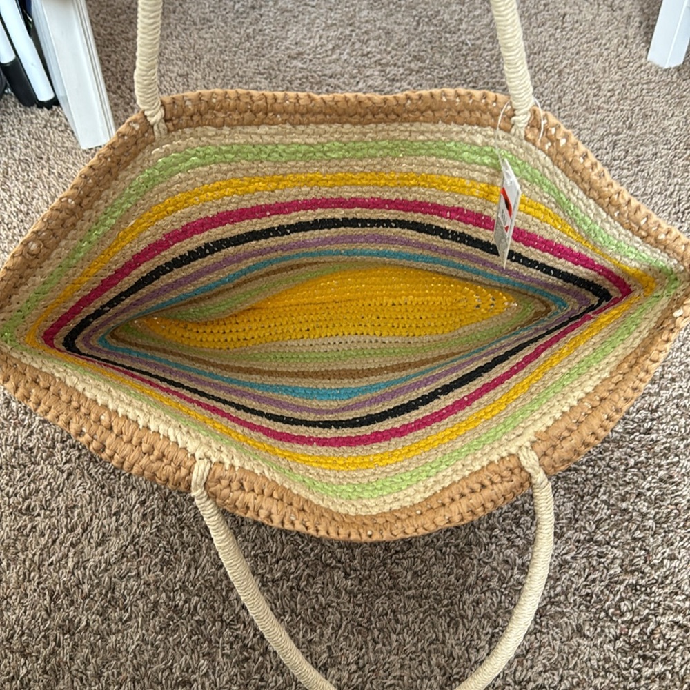 GAP Rainbow Stripe Straw Tote Bag - Picture 5 of 5